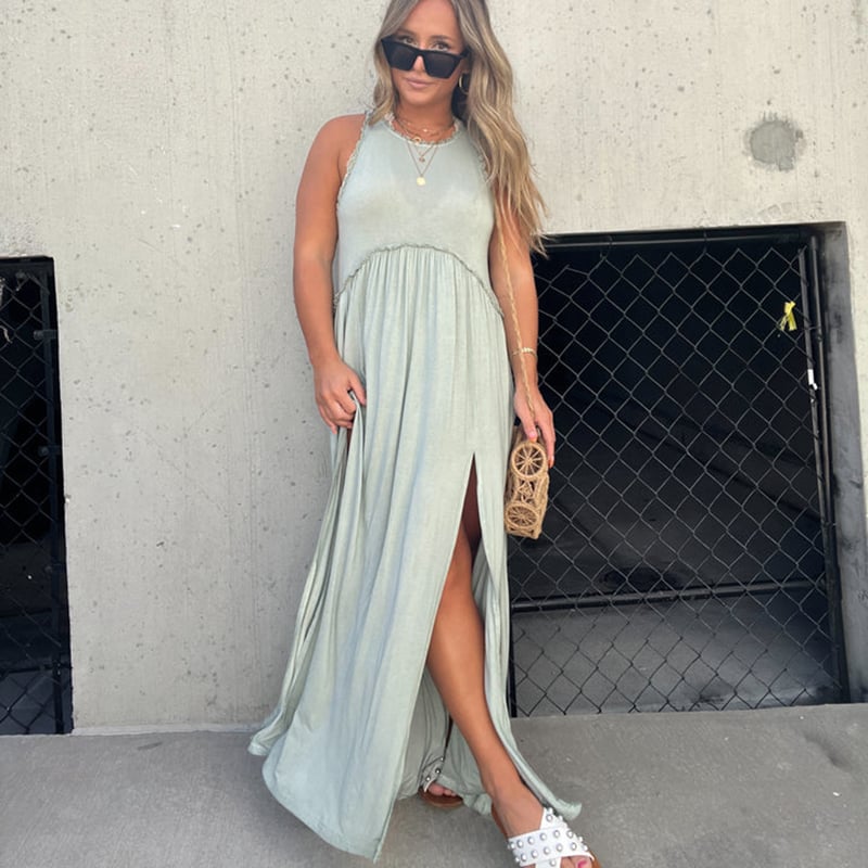 Imsgurus💓Slit Casual Simple Loose Maxi Long Dress