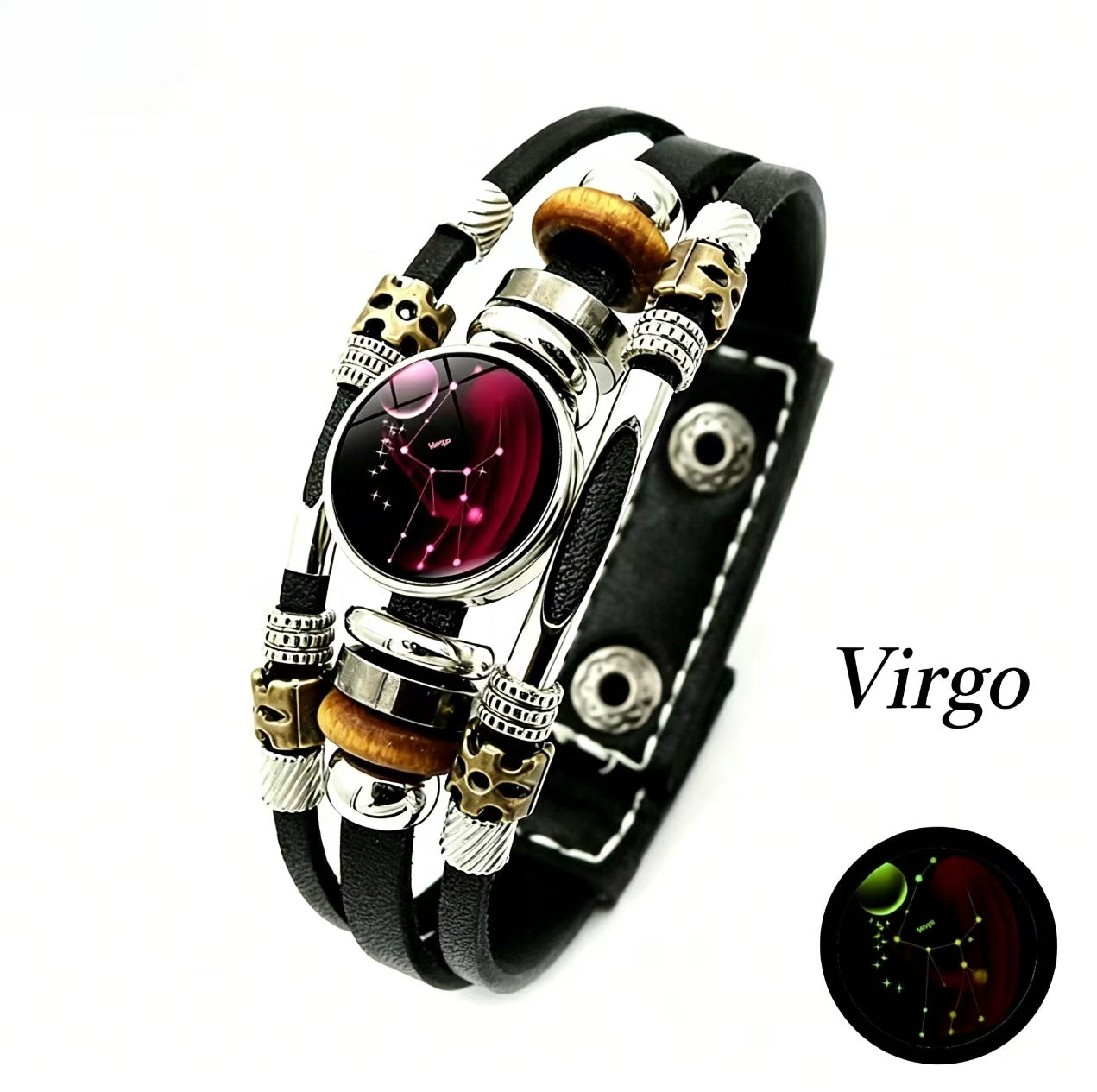 Luminous Twelve Zodiac Signs Leather Bracelet