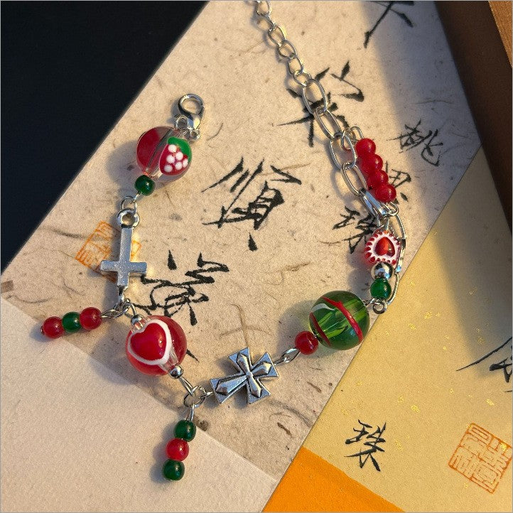 Chinese-Style "Guochao" Butterfly Beaded Bracelet