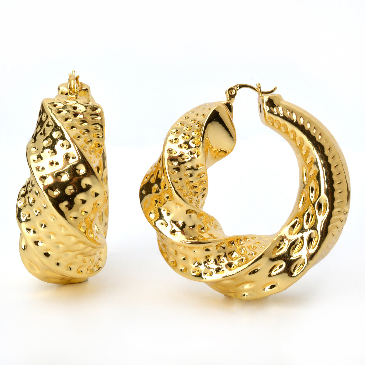 High-end metallic geometric-textured earrings