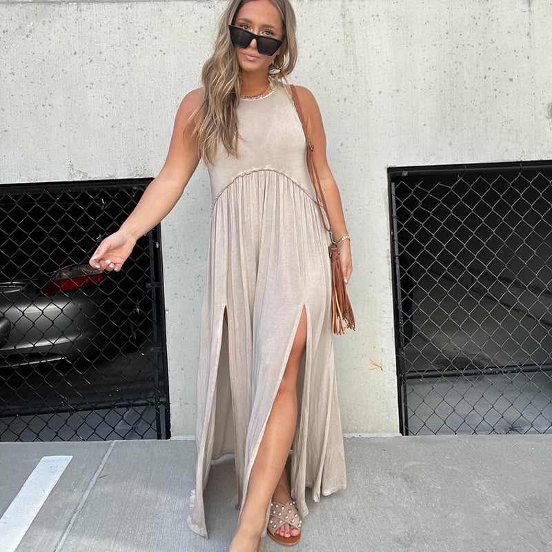 Imsgurus💓Slit Casual Simple Loose Maxi Long Dress