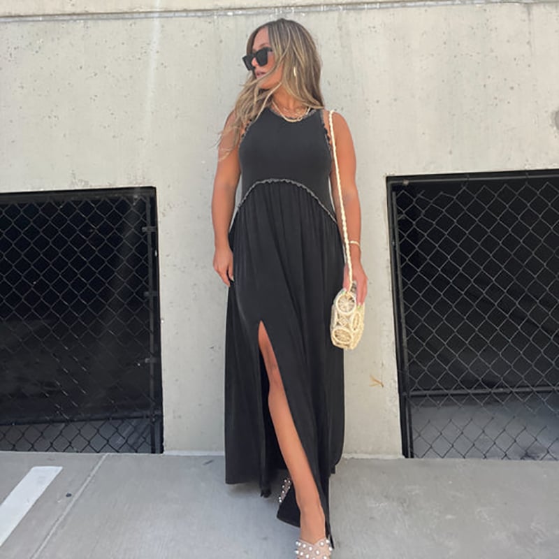 Imsgurus💓Slit Casual Simple Loose Maxi Long Dress