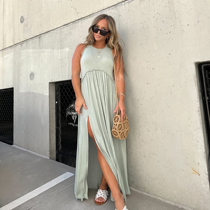 Imsgurus💓Slit Casual Simple Loose Maxi Long Dress