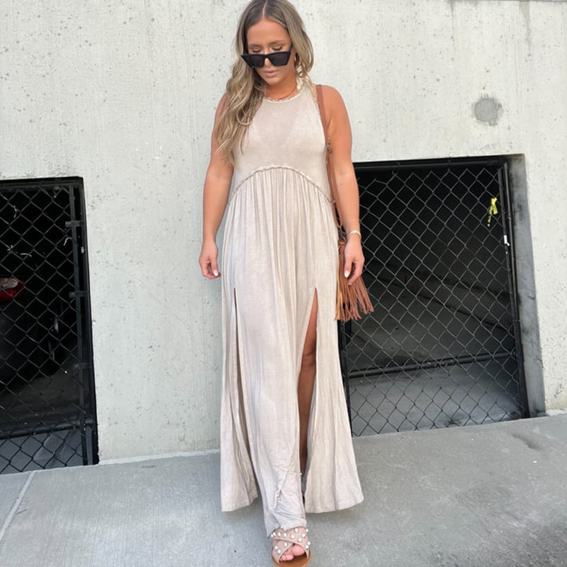 Imsgurus💓Slit Casual Simple Loose Maxi Long Dress