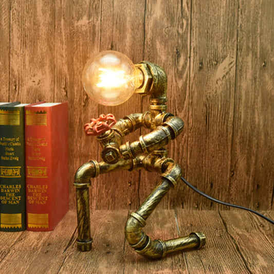 Retro Punk Industrial Pipe Robot Table Lamp