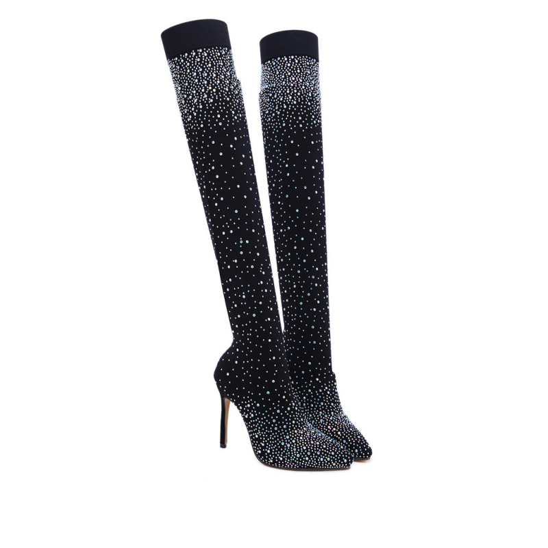 Imsgurus👠Women's Sparkly Faux Diamond Knee Boots