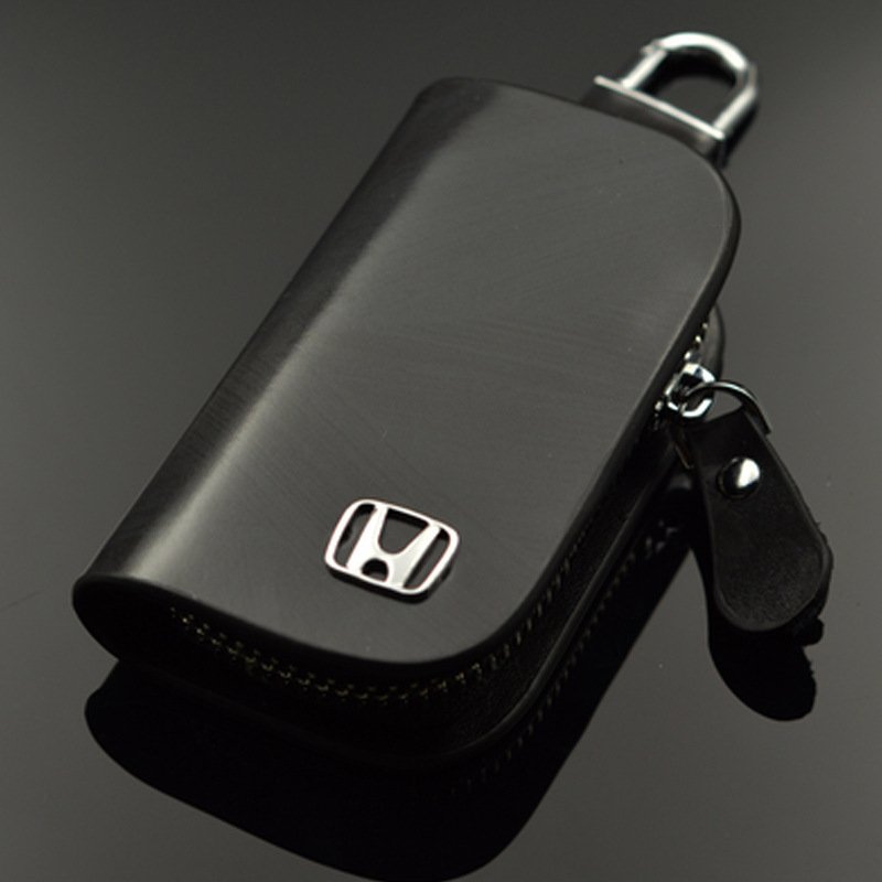 Imsgurus🔥Car Logo Leather Wood Grain Car Key Case
