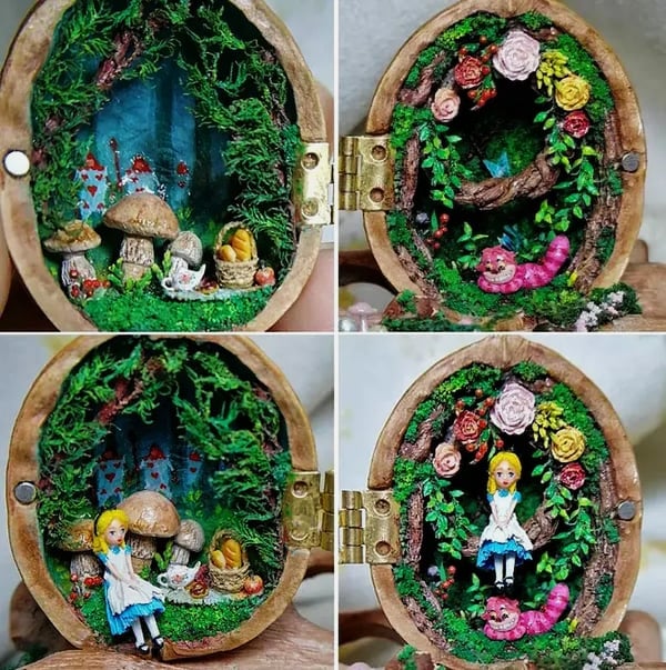 Imsgurus🔥Handmade - Mini Library, a small world in a walnut