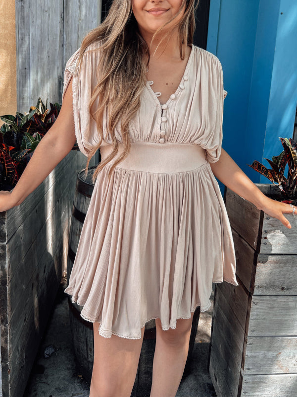 Imsgurus💓Folds Button Elegant Casual Mini Dress