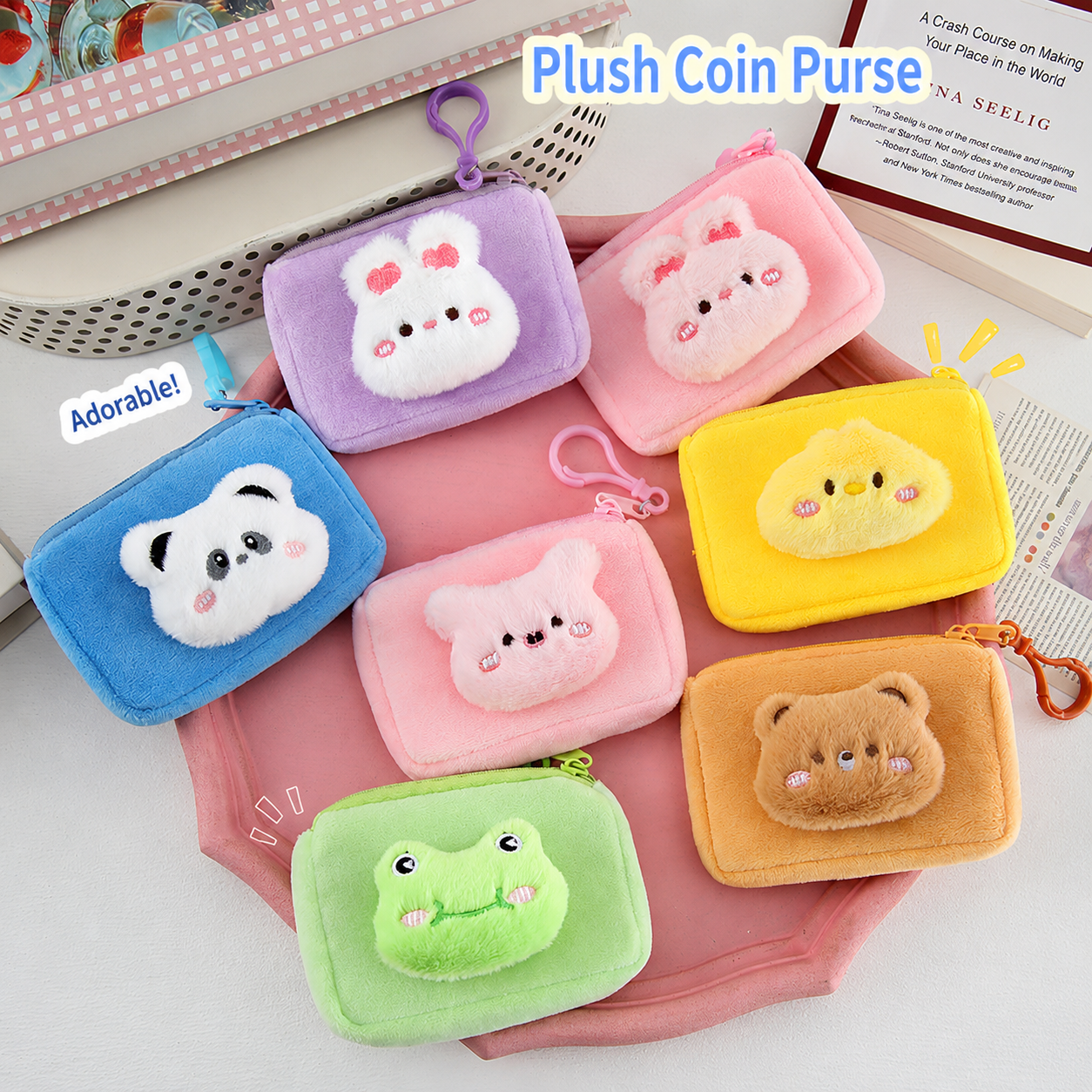 Cute cartoon plush coin purse