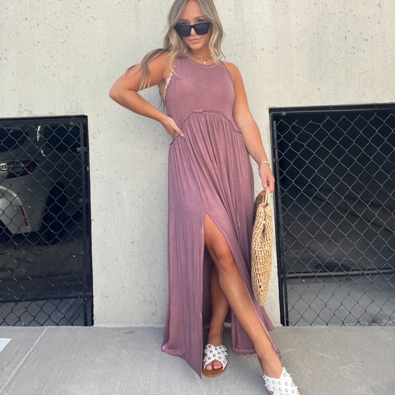 Imsgurus💓Slit Casual Simple Loose Maxi Long Dress