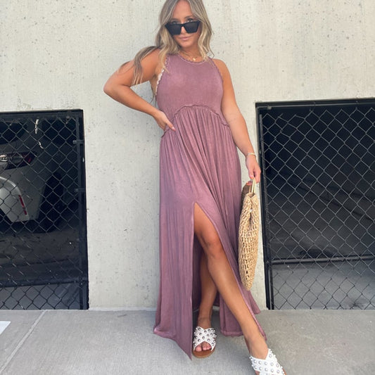 Imsgurus💓Slit Casual Simple Loose Maxi Long Dress