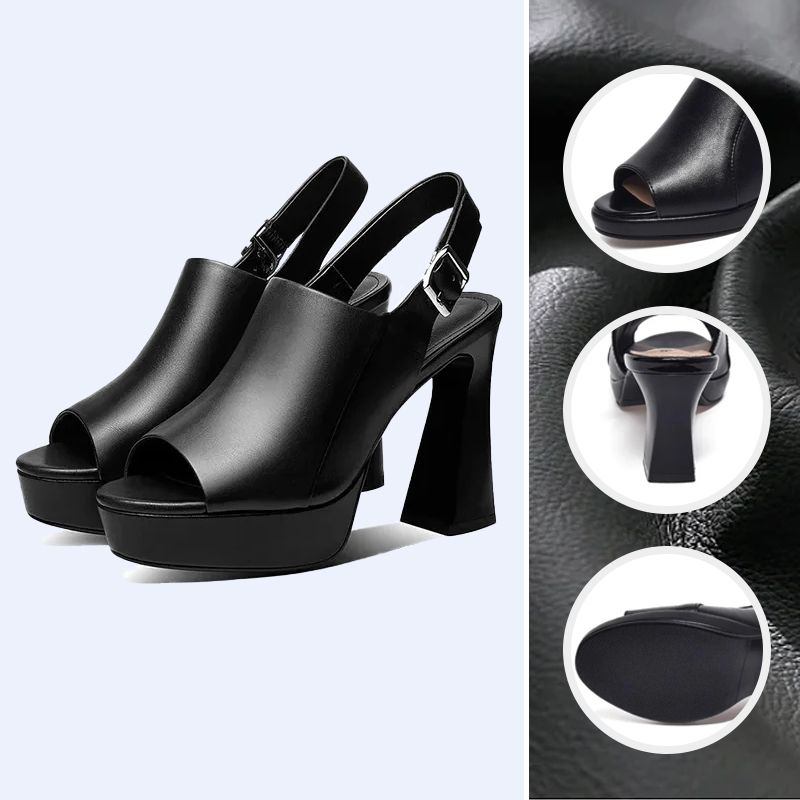 Imsgurus💓Stylish and Comfortable High Heel Leather Sandals for Women