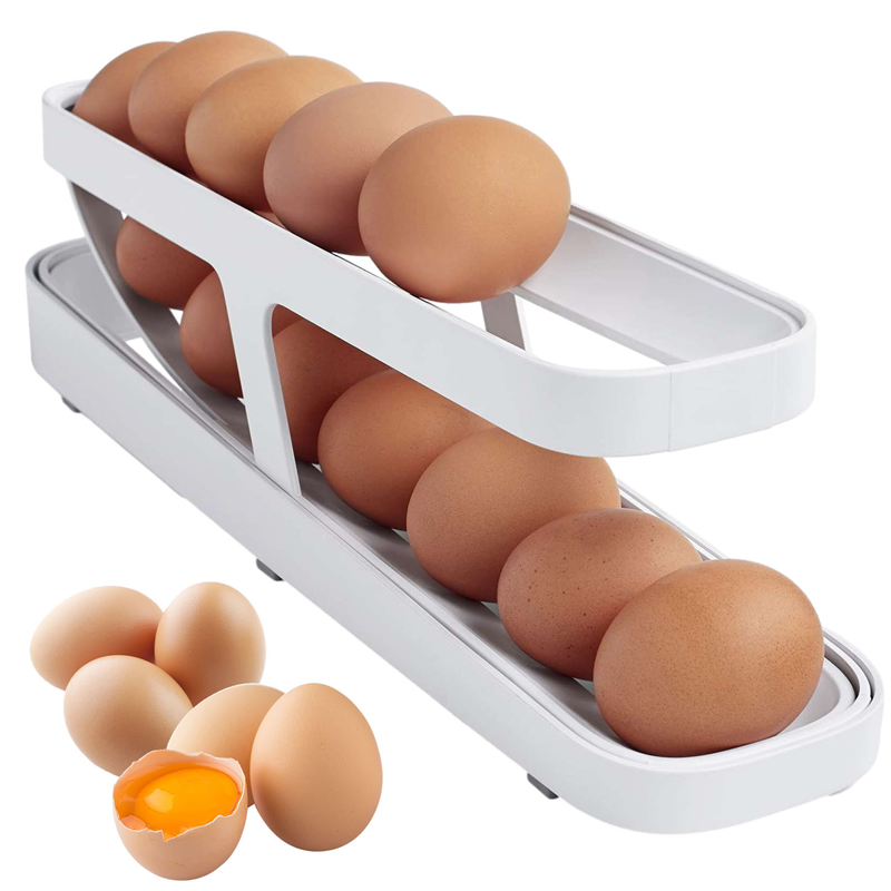 Imsgurus🔥Automatic Scrolling Egg Rack Holder Storage Box