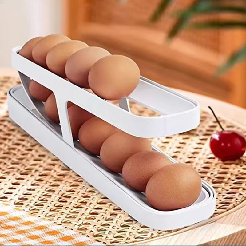 Imsgurus🔥Automatic Scrolling Egg Rack Holder Storage Box