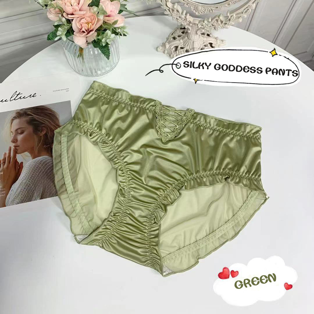 Imsgurus💓Women's Satin Ice Silk Seamless Lace Briefs