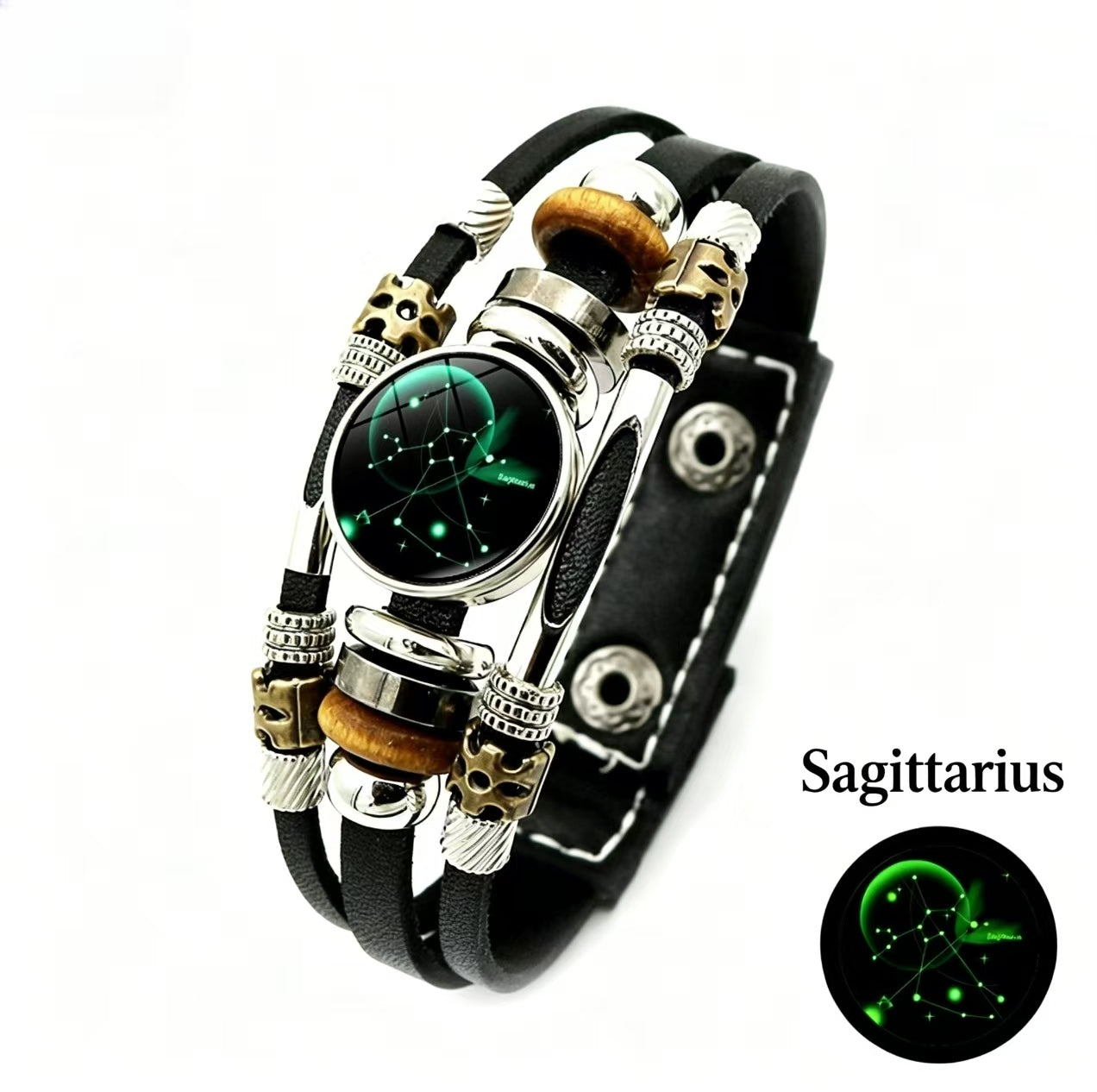Luminous Twelve Zodiac Signs Leather Bracelet