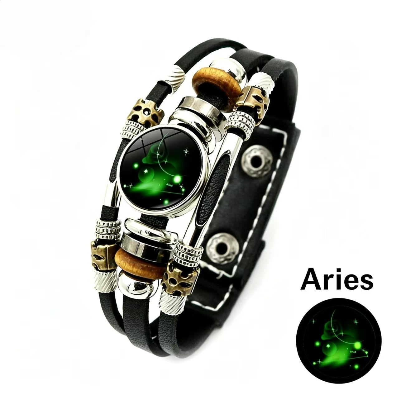 Luminous Twelve Zodiac Signs Leather Bracelet