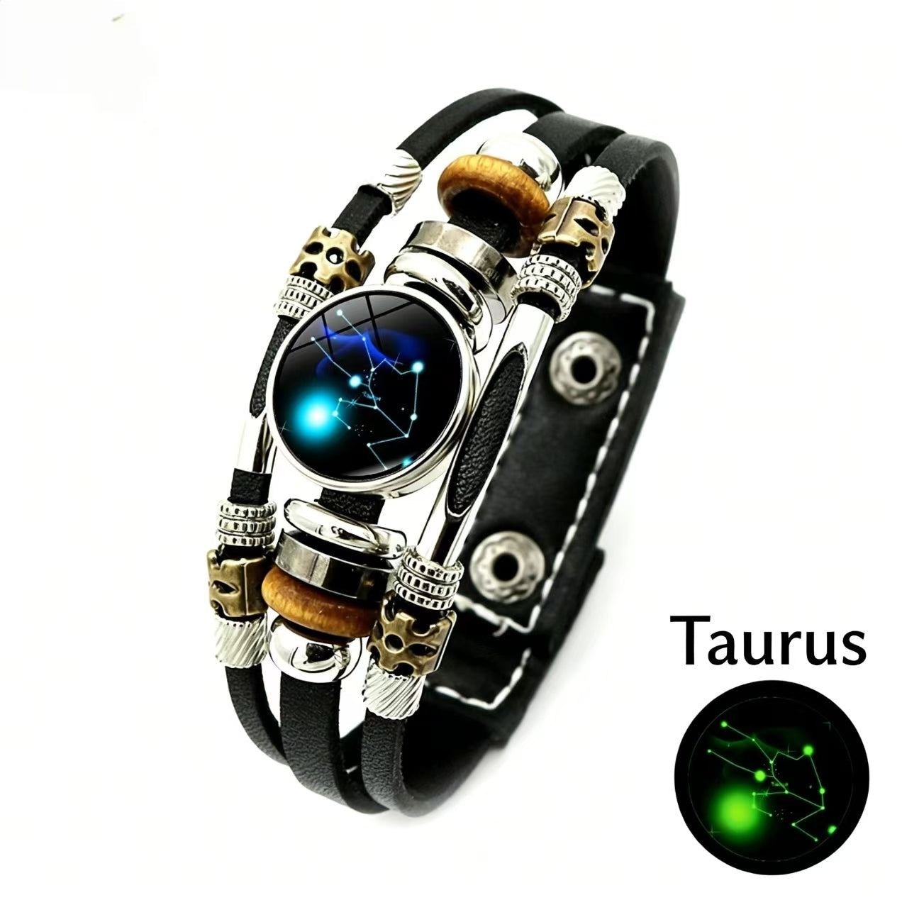 Luminous Twelve Zodiac Signs Leather Bracelet