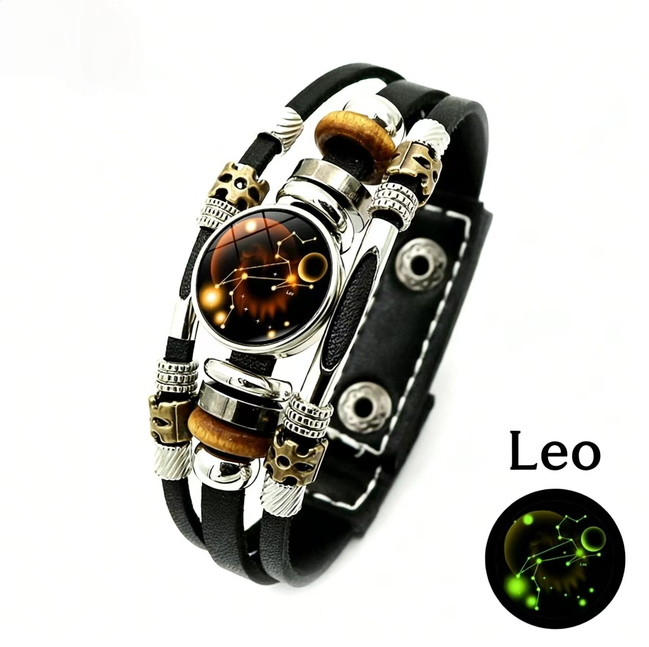 Luminous Twelve Zodiac Signs Leather Bracelet