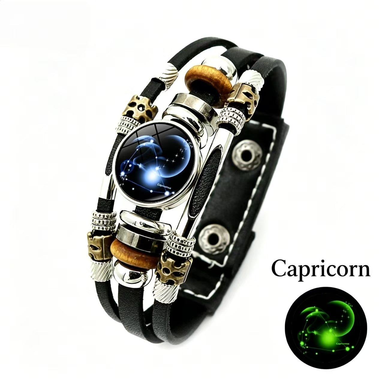 Luminous Twelve Zodiac Signs Leather Bracelet