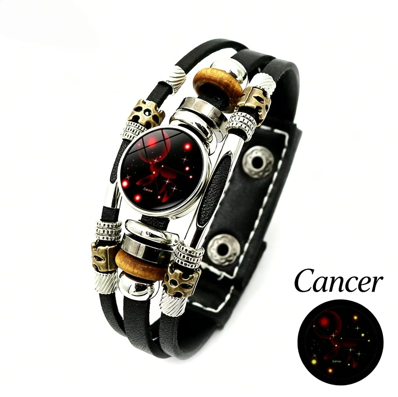 Luminous Twelve Zodiac Signs Leather Bracelet