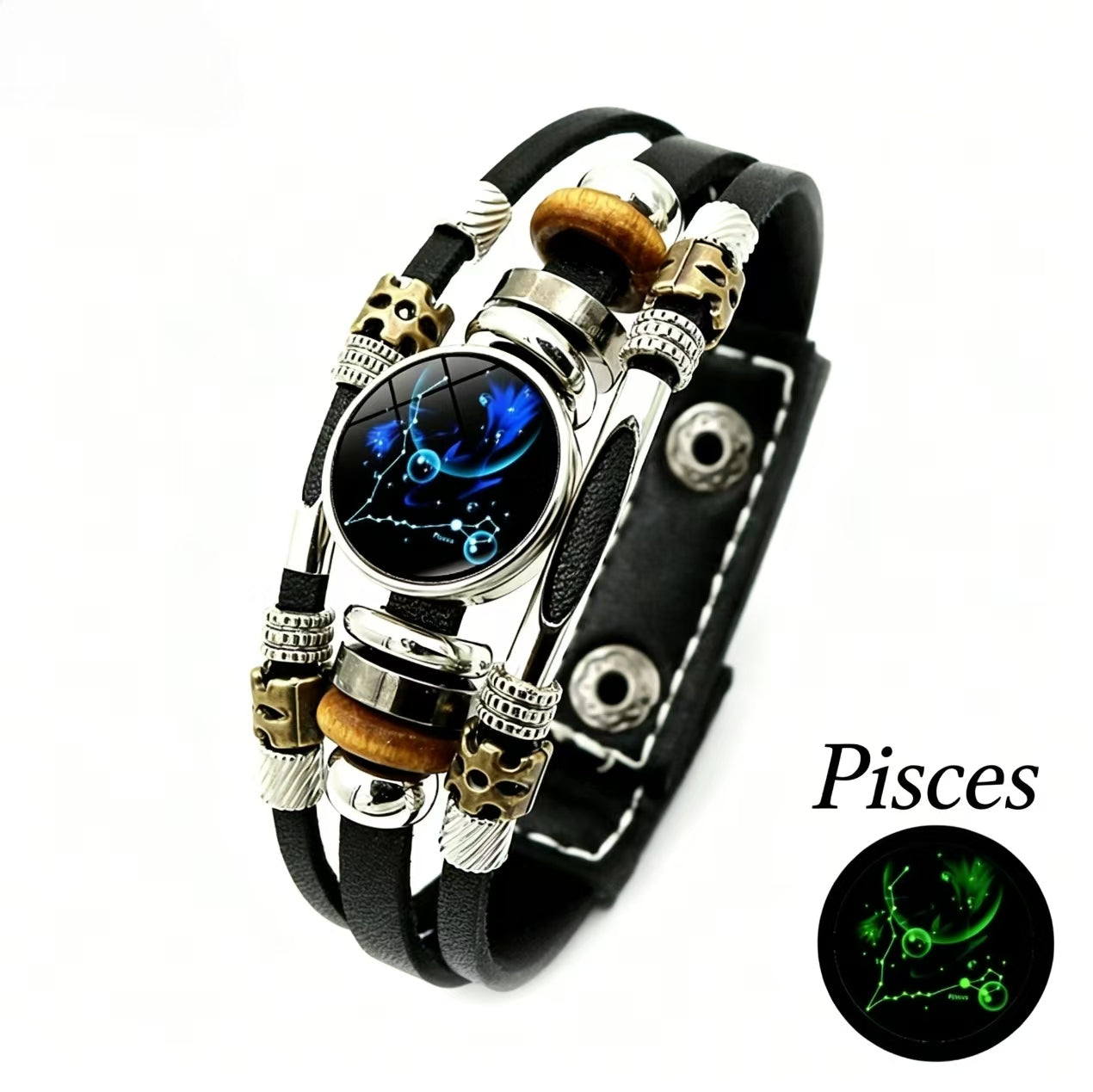 Luminous Twelve Zodiac Signs Leather Bracelet