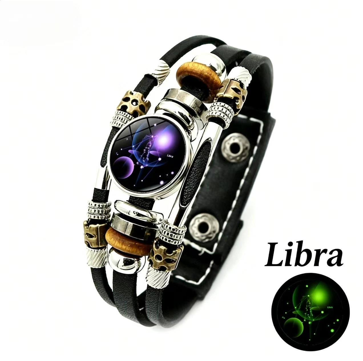 Luminous Twelve Zodiac Signs Leather Bracelet