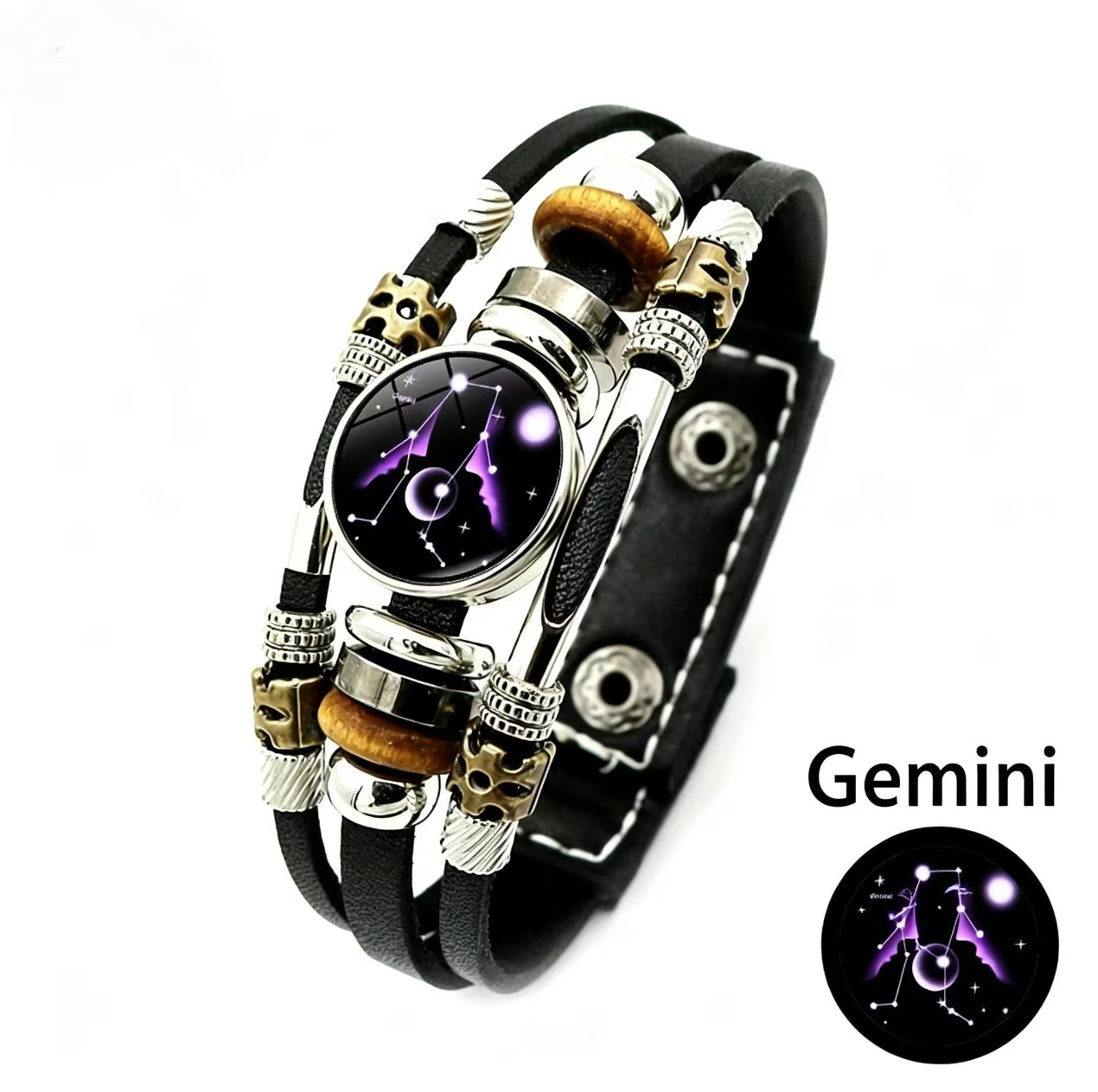 Luminous Twelve Zodiac Signs Leather Bracelet