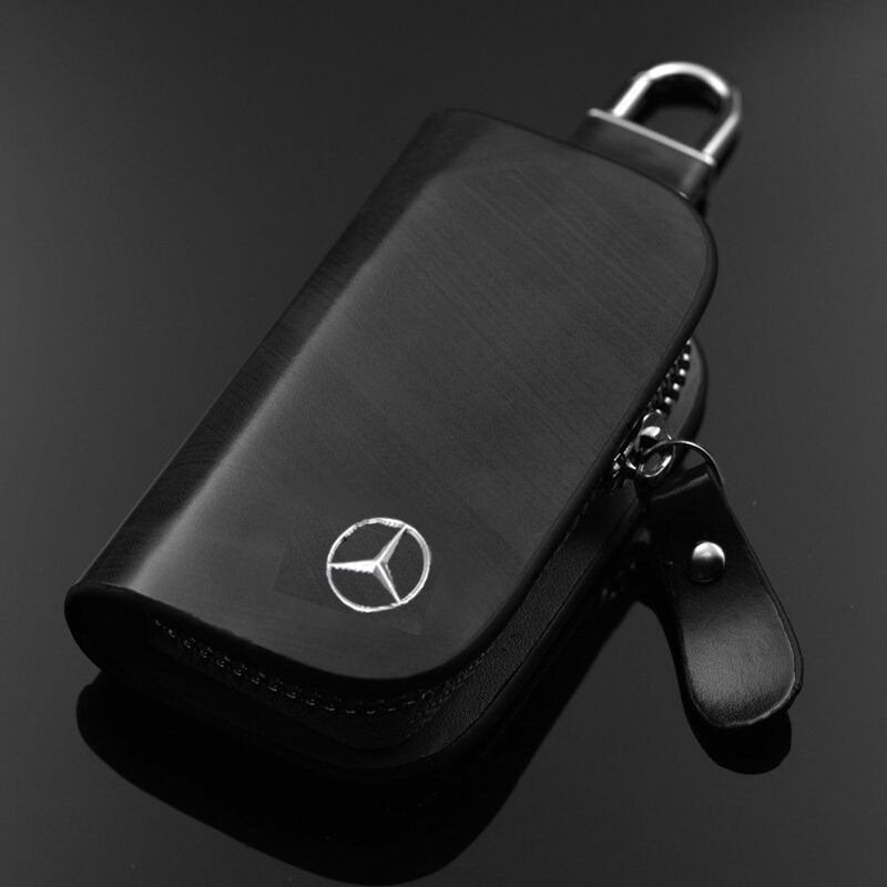 Imsgurus🔥Car Logo Leather Wood Grain Car Key Case