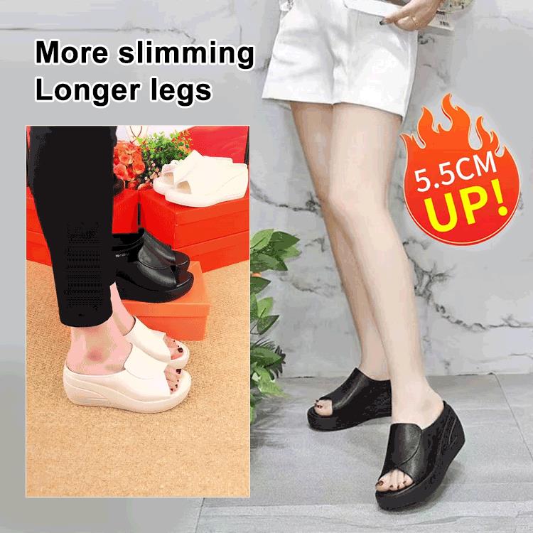Imsgurus💓thick-soled leather wedge sandals