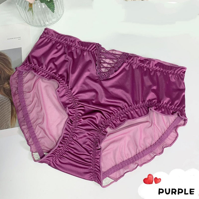 Imsgurus💓Women's Satin Ice Silk Seamless Lace Briefs