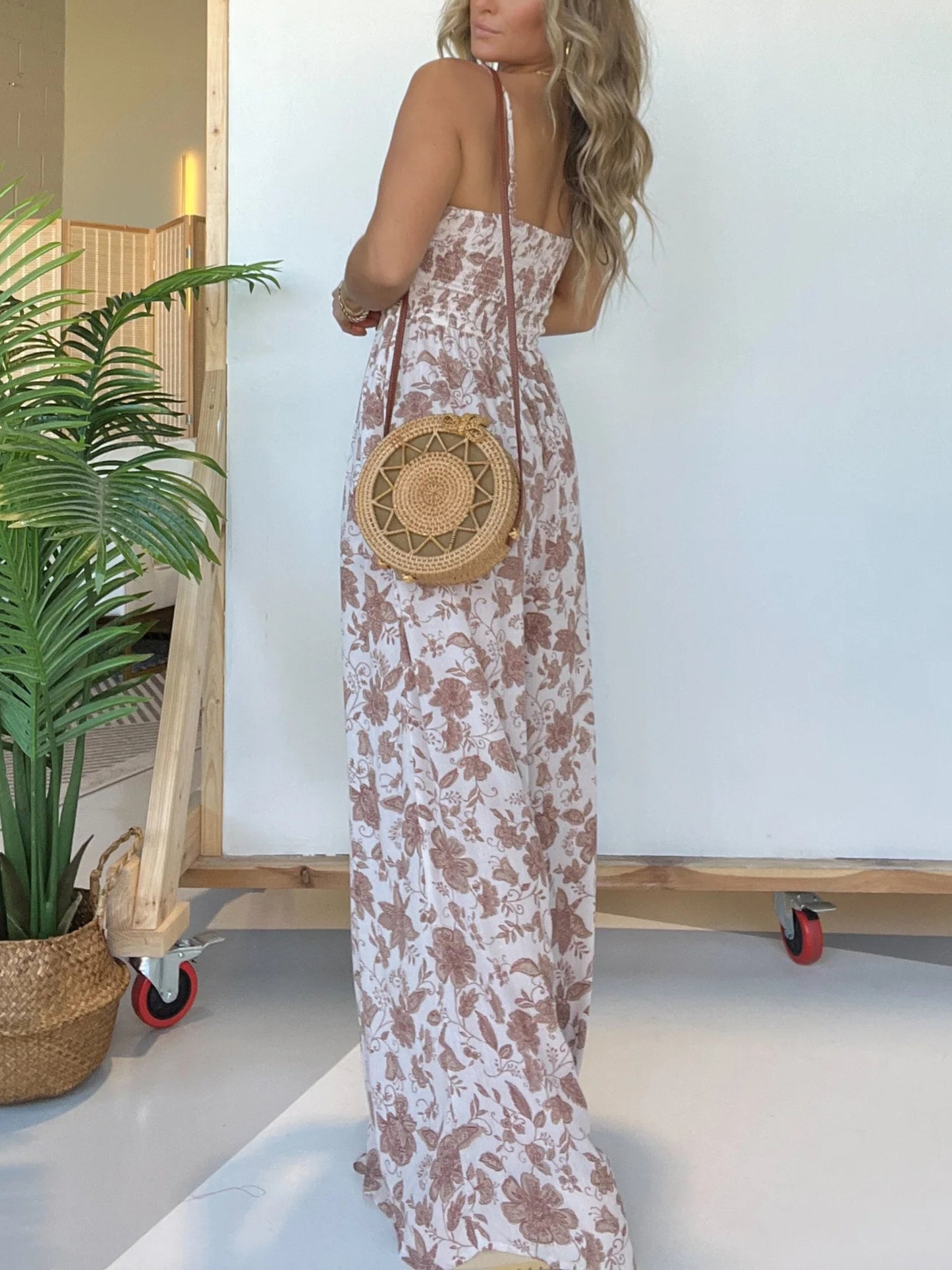 Imsgurus💓Floral Suspender Wide-leg Jumpsuit