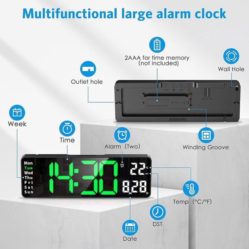 Upgraded Digital Wall Clock Large Display