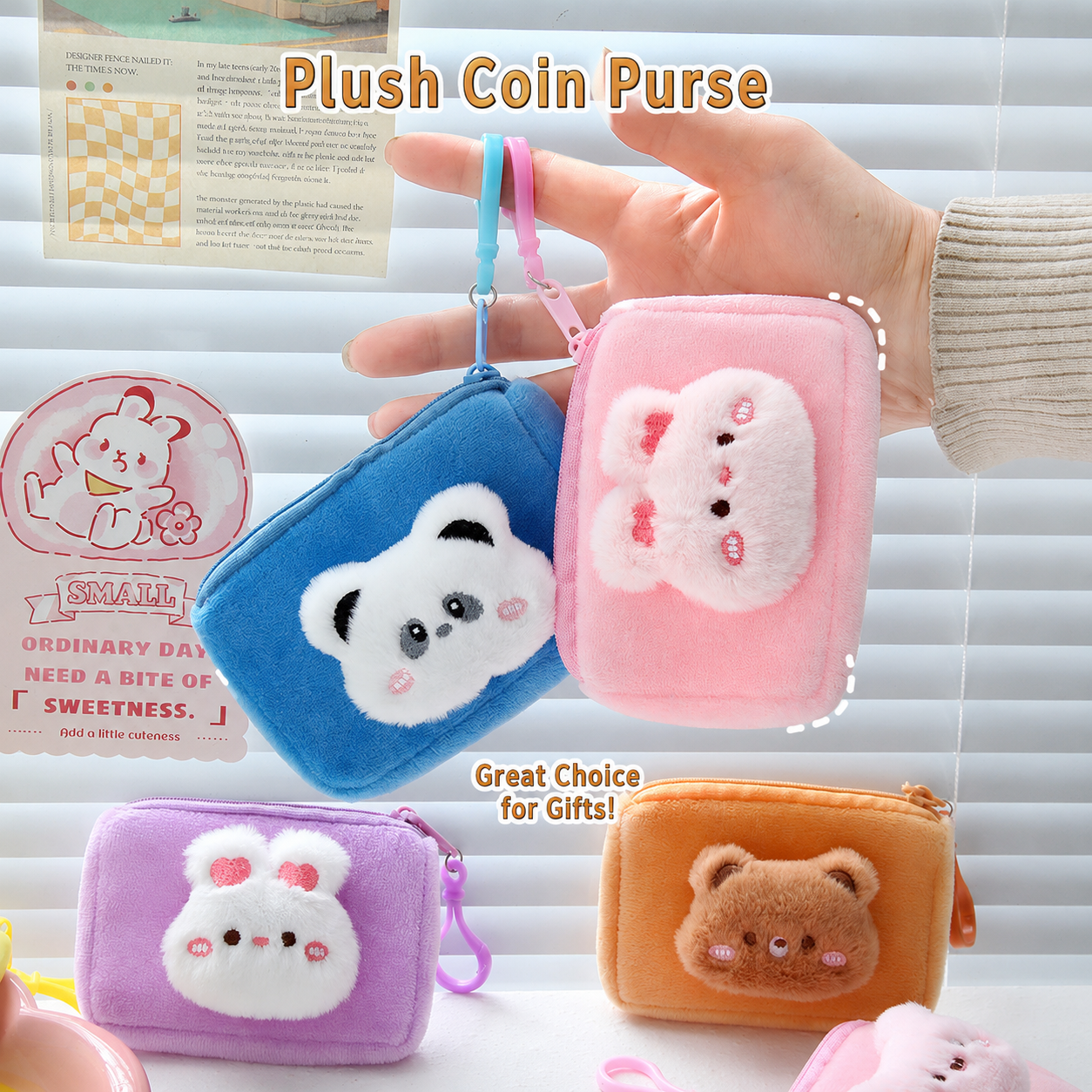 Cute cartoon plush coin purse