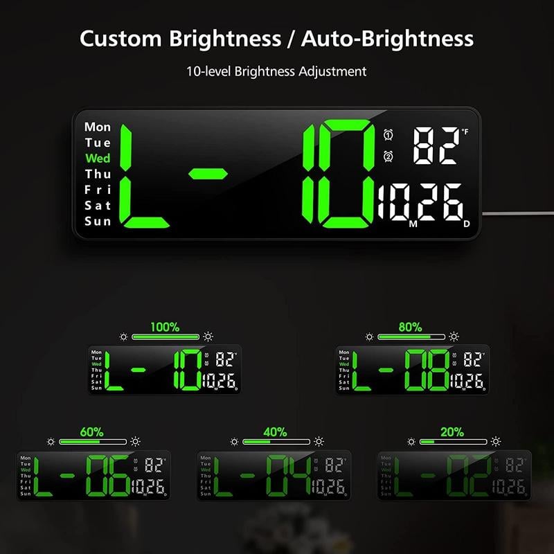 Upgraded Digital Wall Clock Large Display