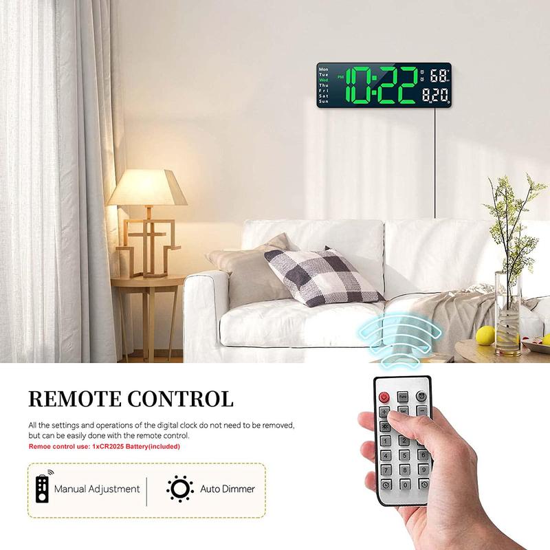 Upgraded Digital Wall Clock Large Display