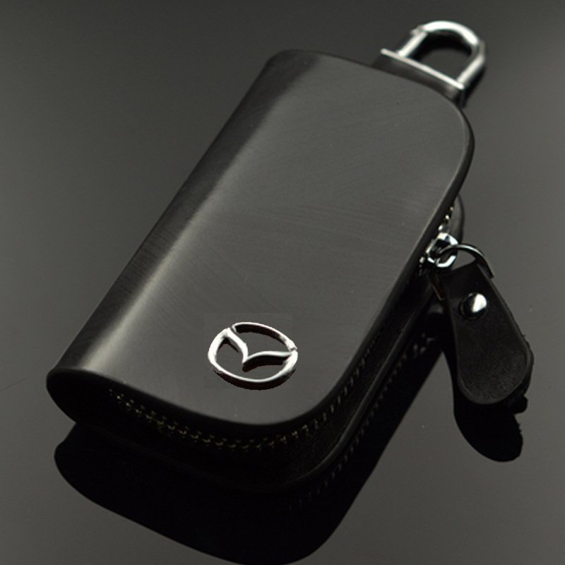 Imsgurus🔥Car Logo Leather Wood Grain Car Key Case
