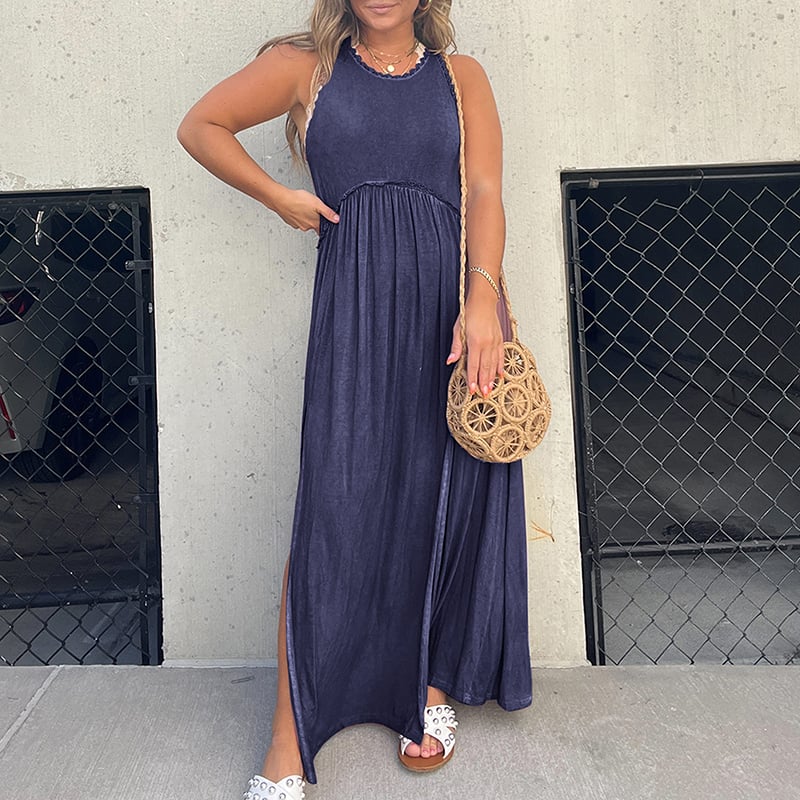 Imsgurus💓Slit Casual Simple Loose Maxi Long Dress