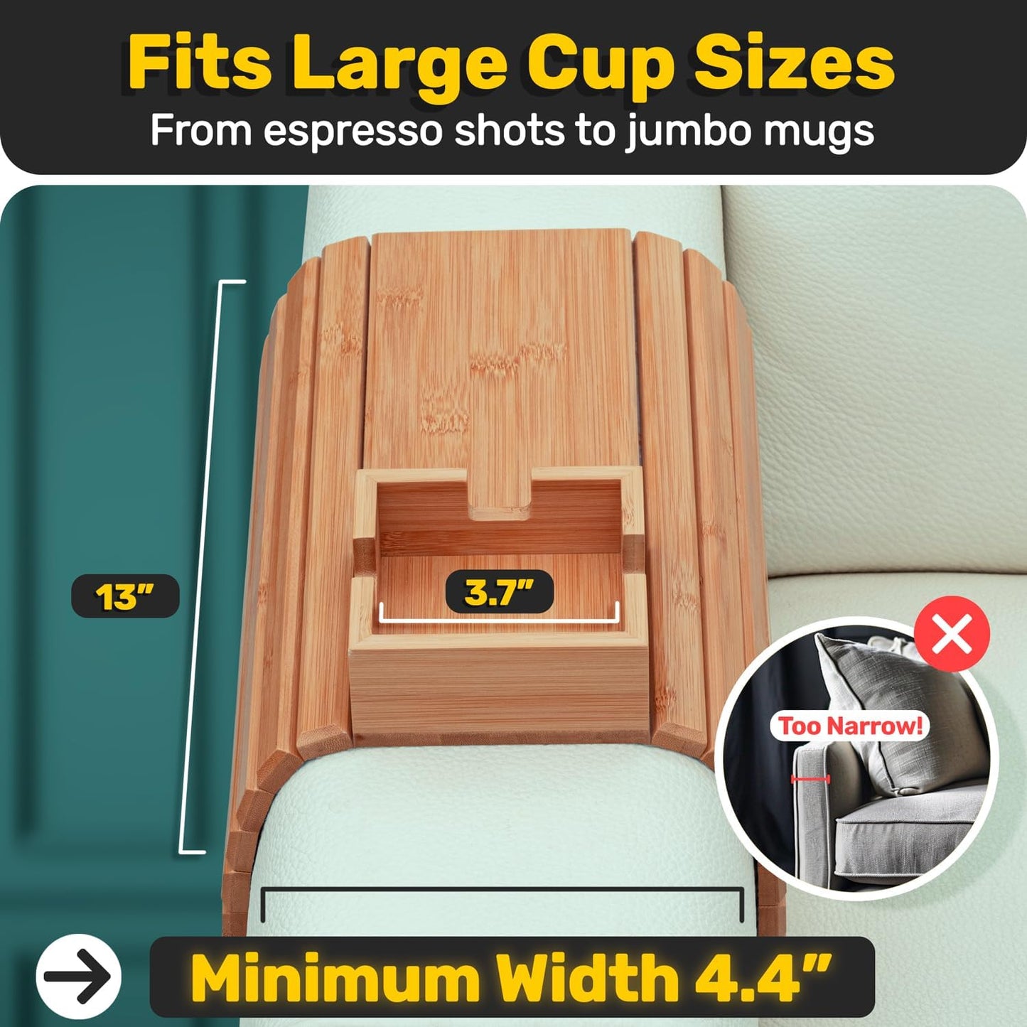 🔥Winter Sale: 49% off for a limited time💥Bamboo Couch Cup Holder – Your Sofa’s Best Friend