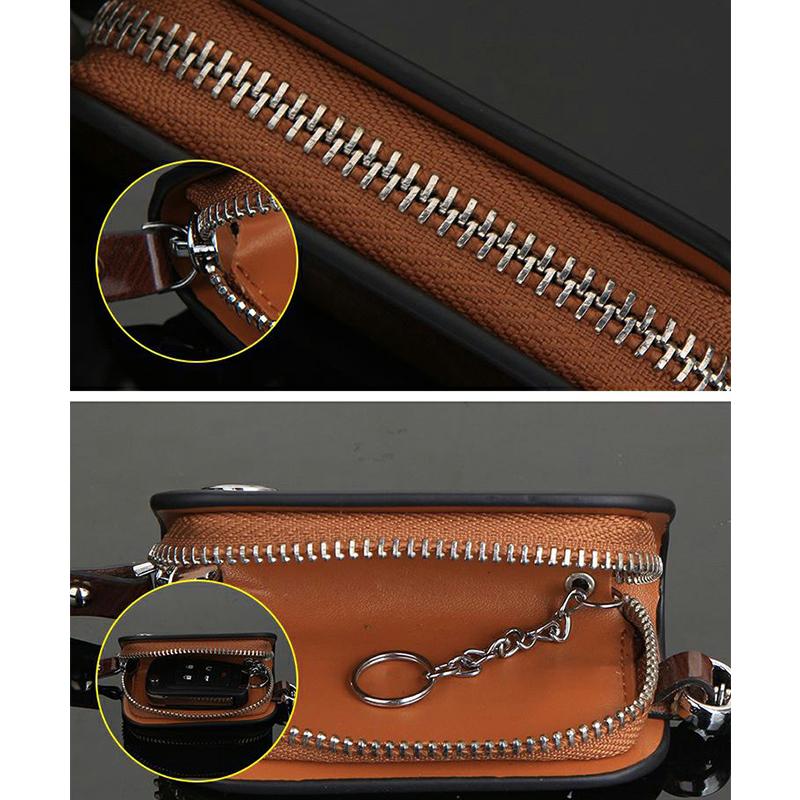 Imsgurus🔥Car Logo Leather Wood Grain Car Key Case