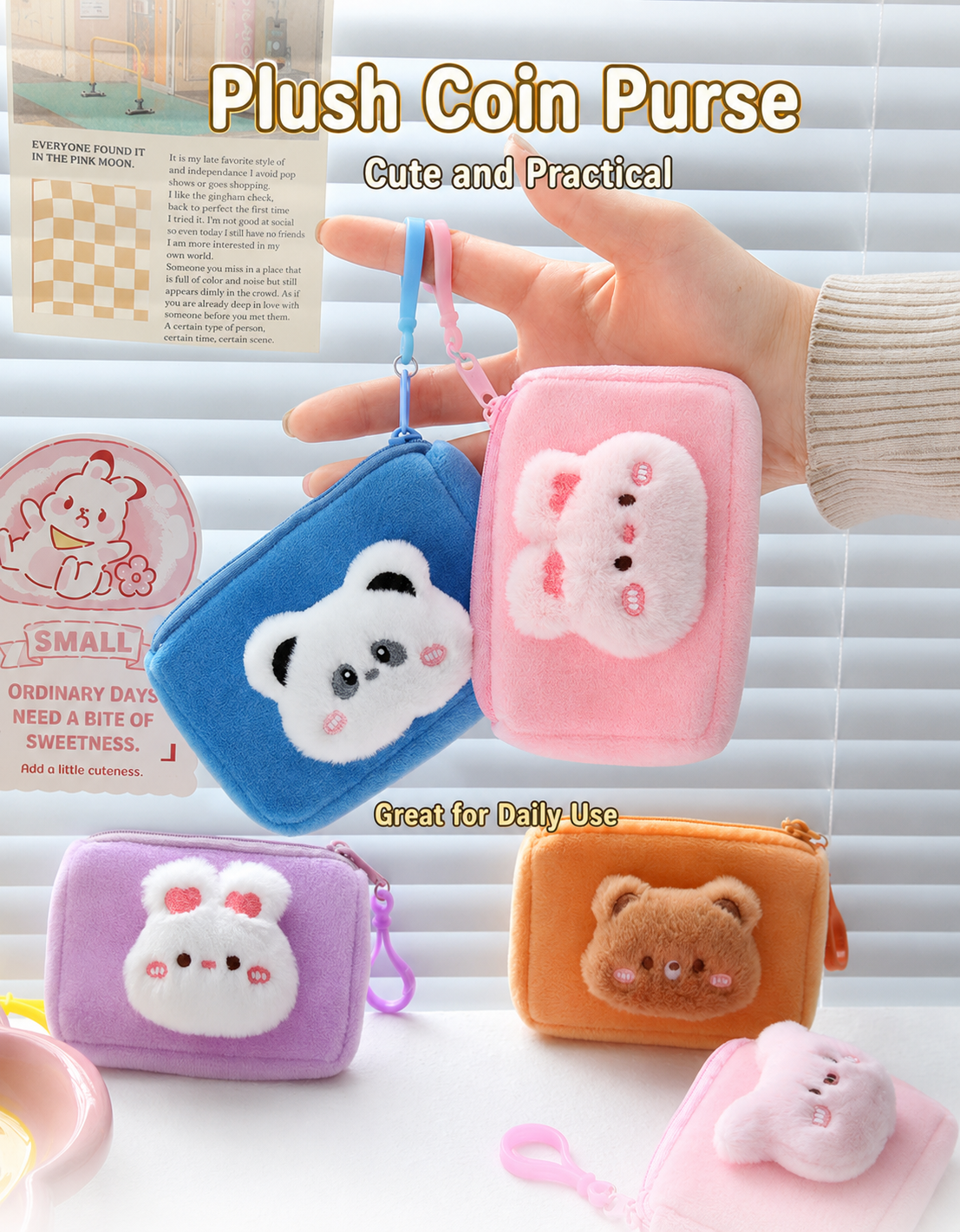 Cute cartoon plush coin purse