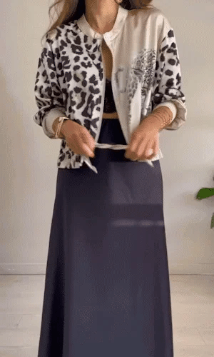 Leopard print drawstring bomber jacket