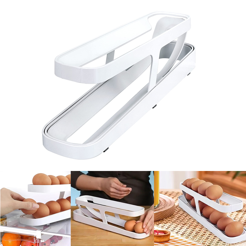 Imsgurus🔥Automatic Scrolling Egg Rack Holder Storage Box