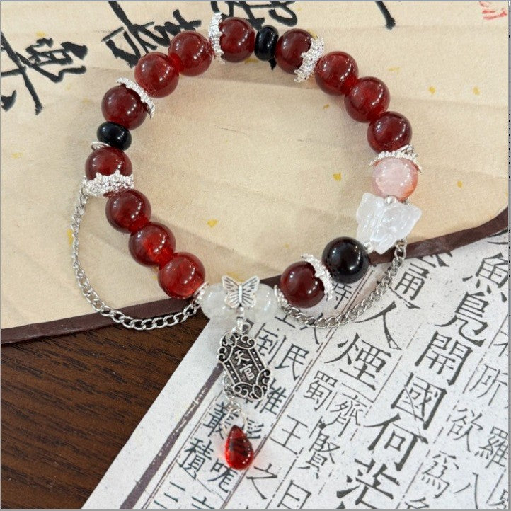 Chinese-Style "Guochao" Butterfly Beaded Bracelet