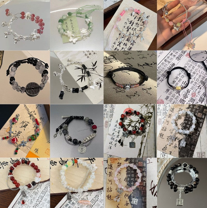 Chinese-Style "Guochao" Butterfly Beaded Bracelet