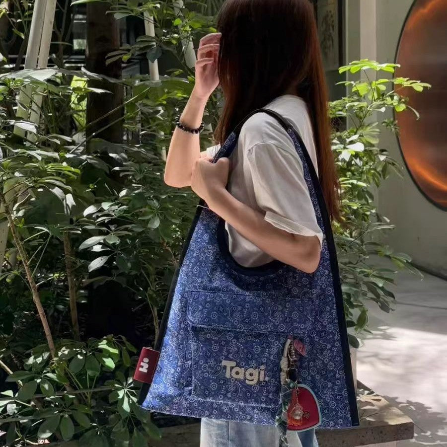 Vintage Patchwork Canvas Tote Bag with Paisley & Plaid Design