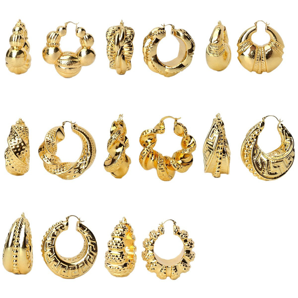 High-end metallic geometric-textured earrings