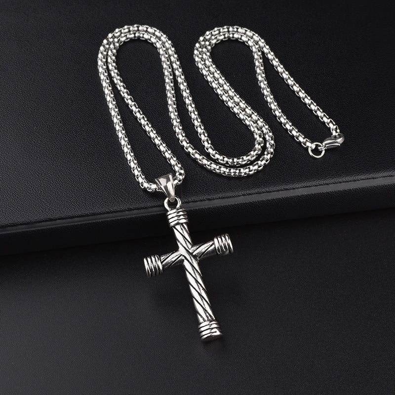 Stainless steel cross pendant necklace