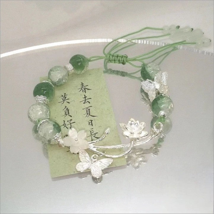Chinese-Style "Guochao" Butterfly Beaded Bracelet